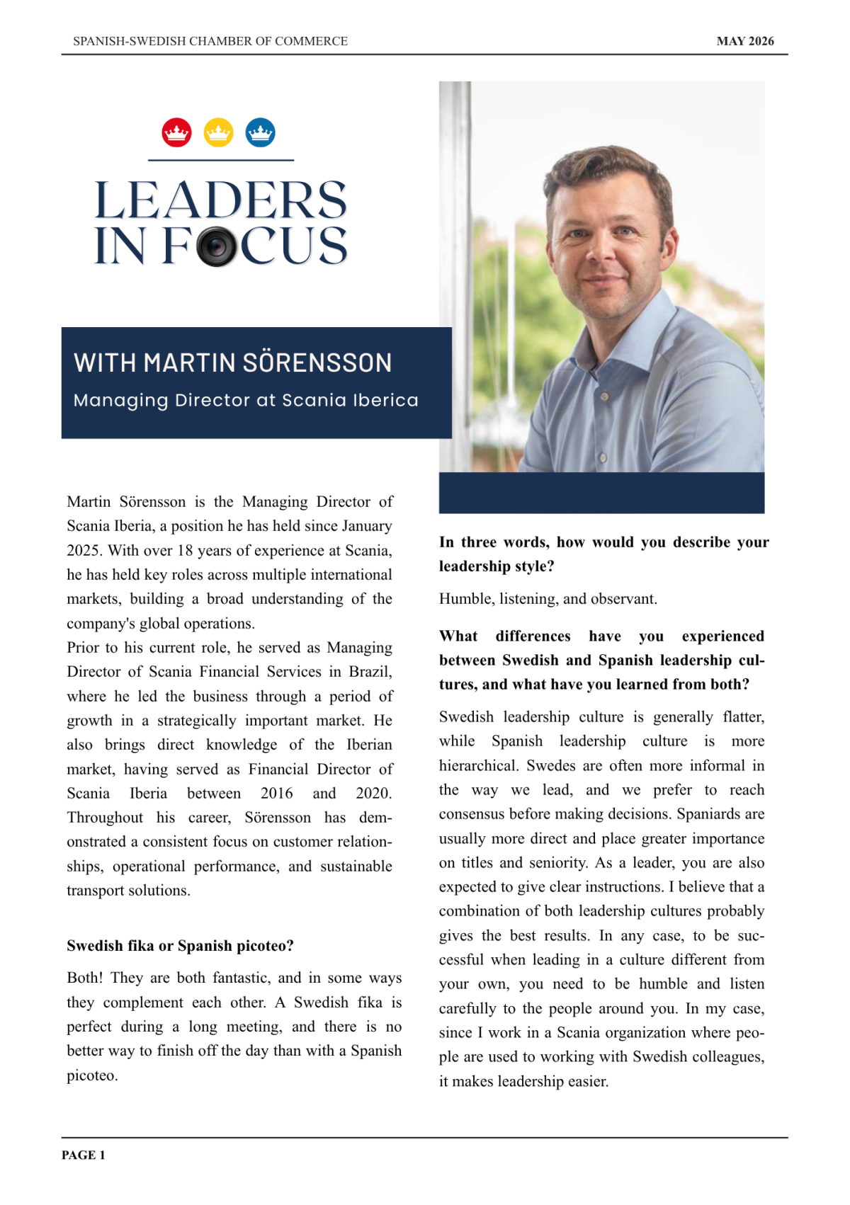 New Leaders in Focus interview: Martin S&ouml;rensson, Managing Director at Scania Iberica