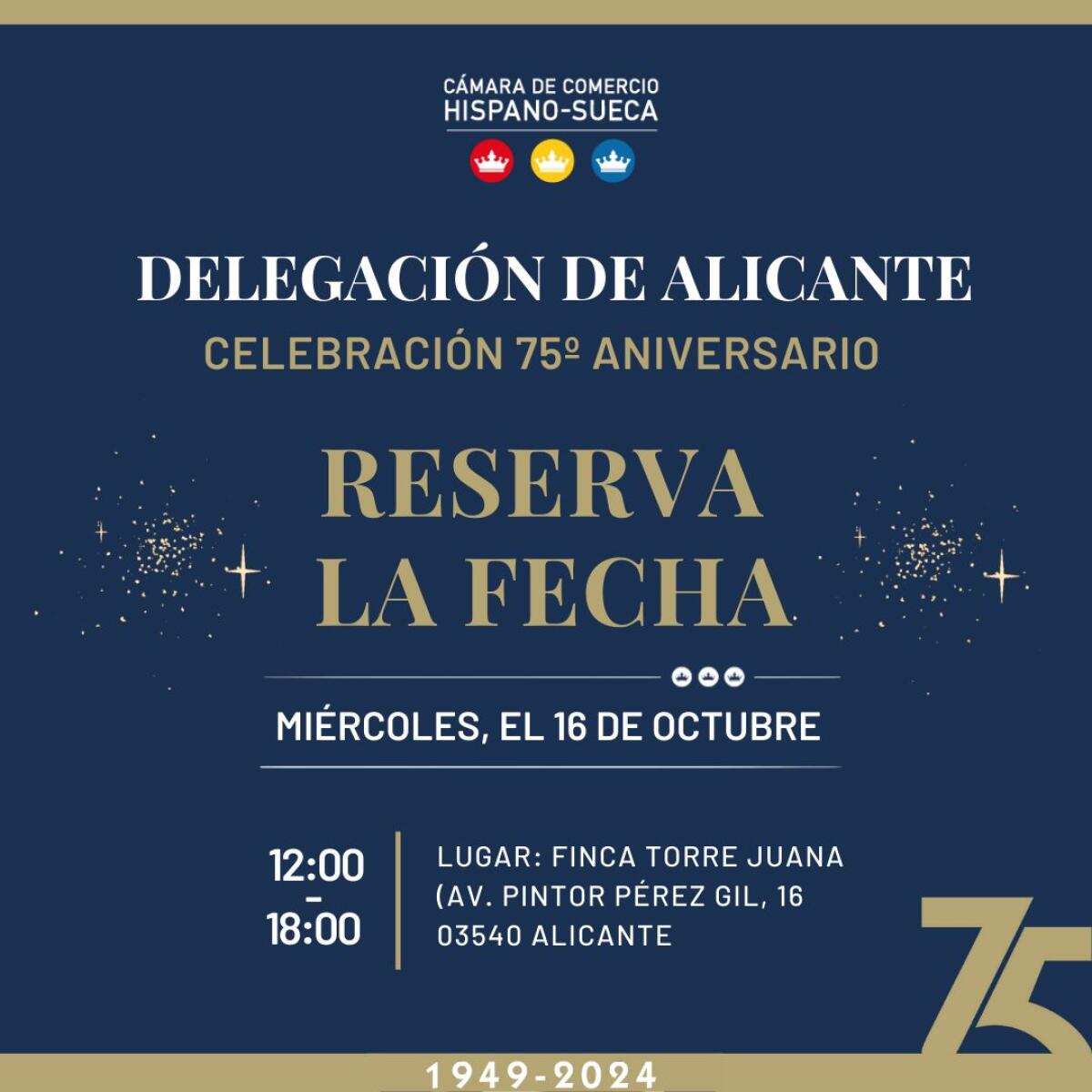 ¡RESERVA LA FECHA! Celebración del 75º aniversario en Alicante