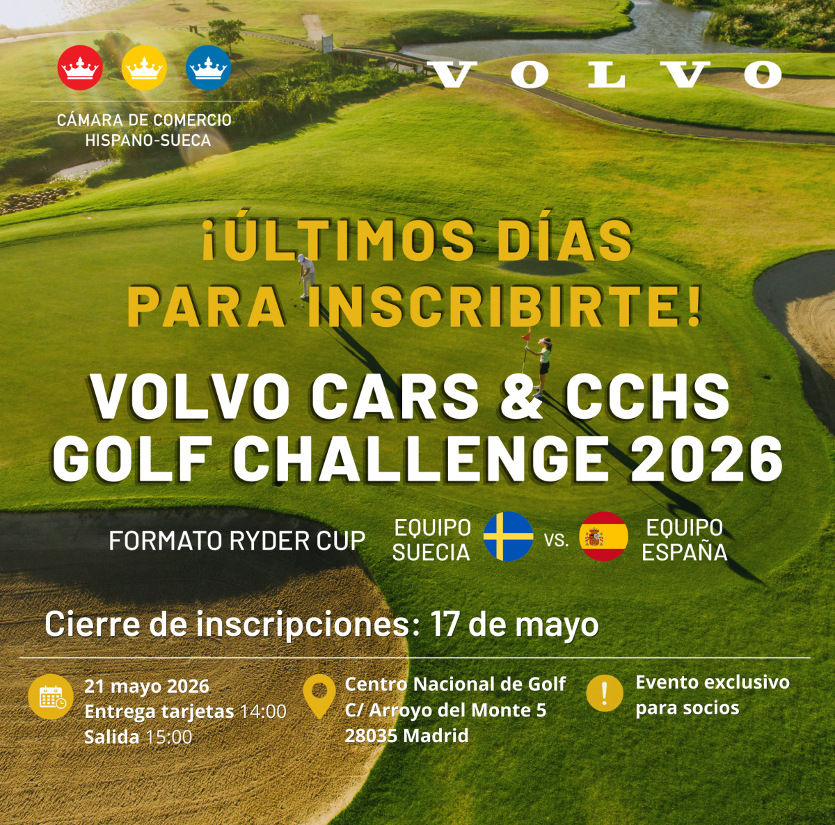 &iexcl;&Uacute;ltimos d&iacute;as para inscribirte! - VOLVO CARS & CCHS GOLF CHALLENGE 2026