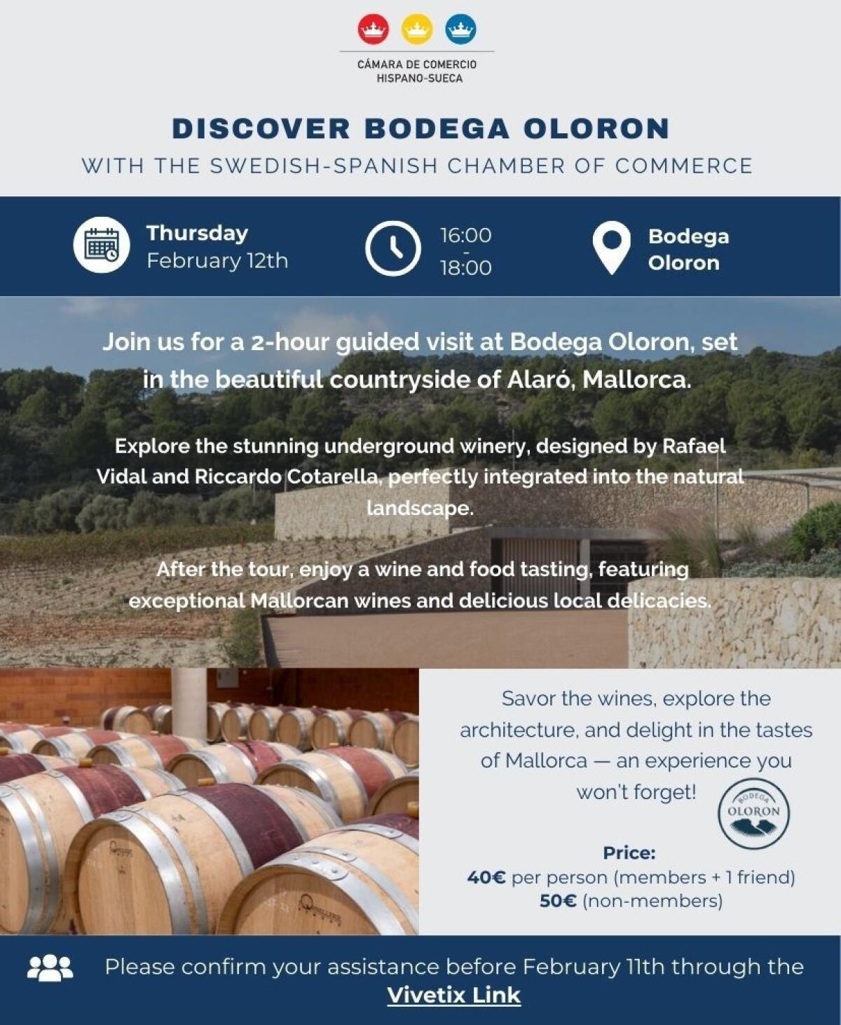 Descubre Bodega Oloron con la C&aacute;mara de Comercio Hispano-Sueca