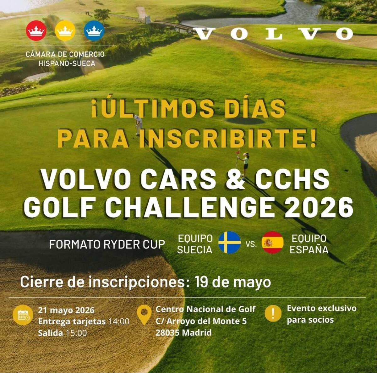 &iexcl;&Uacute;ltimos d&iacute;as para inscribirte! - VOLVO CARS & CCHS GOLF CHALLENGE 2026