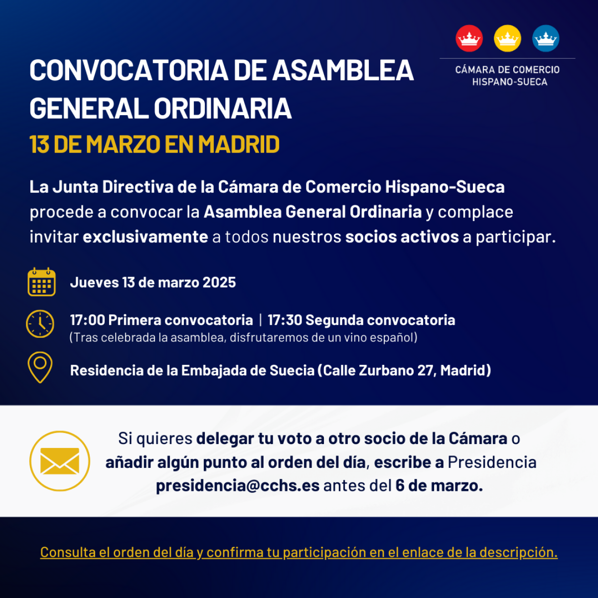 Convocatoria de Asamblea General Ordinaria en Madrid