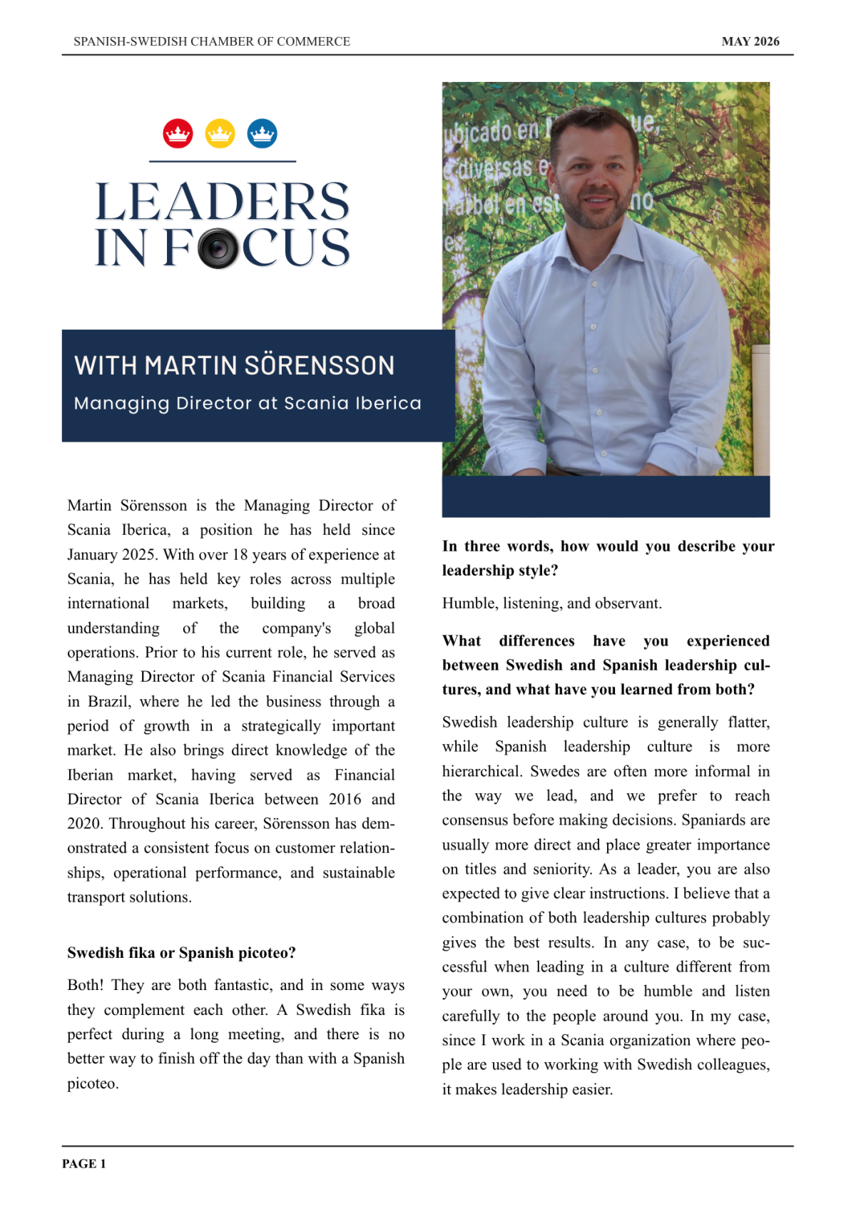 New Leaders in Focus interview: Martin S&ouml;rensson, Managing Director at Scania Iberica