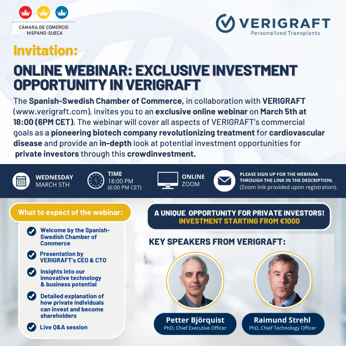 Exclusive Investment Opportunity in VERIGRAFT - Online Webinar