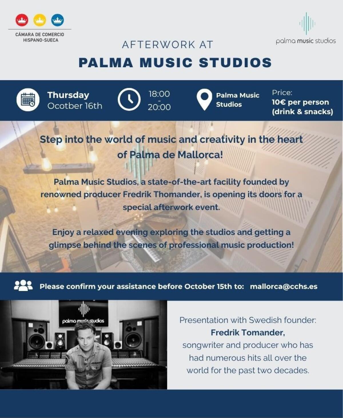 Invitación: Afterwork en Palma Music Studios 