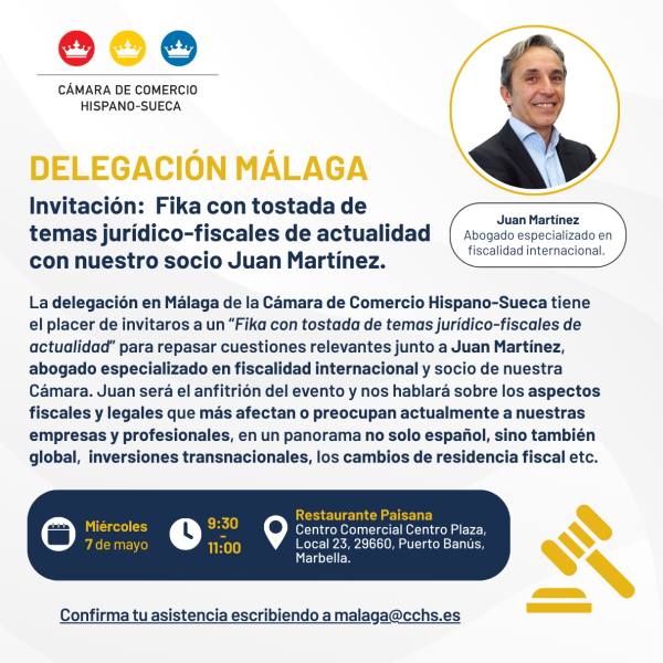 Invitación:  Fika con tostada de  temas jurídico-fiscales de actualidad en Marbella