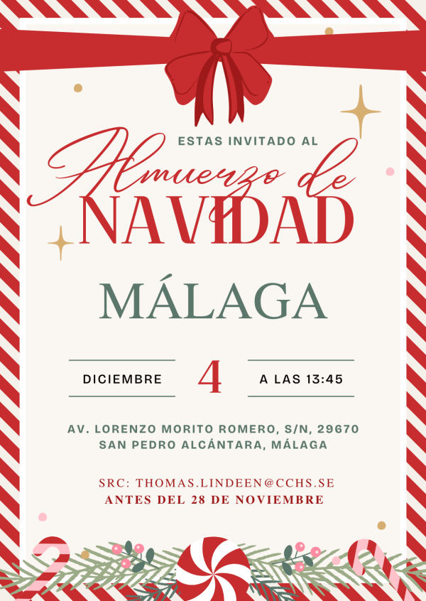 Invitación para el Almuerzo de Navidad en Málaga