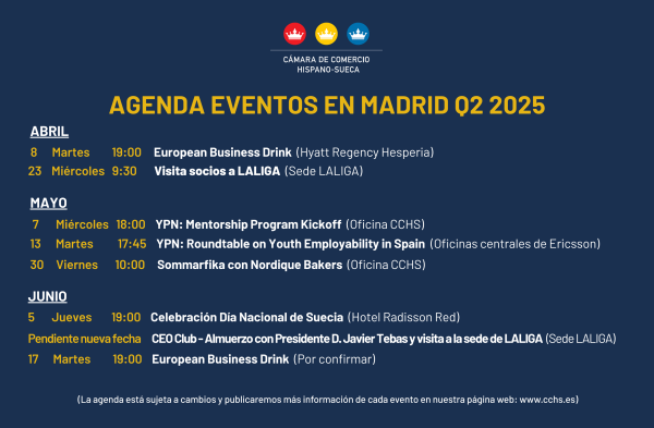 Agenda de eventos en Madrid – Q2 2025