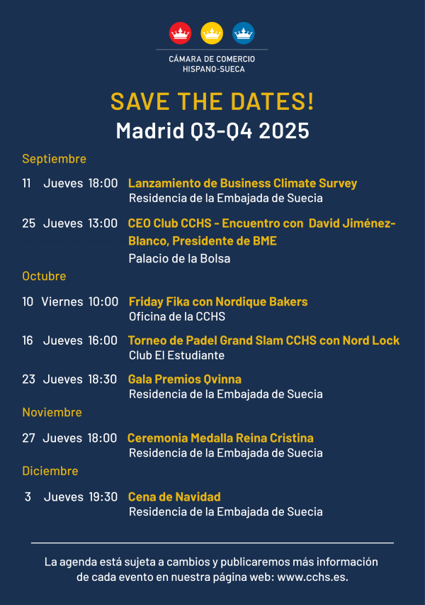 SAVE THE DATES! Madrid Q3-Q4 2025